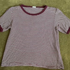 red and white striped t-shirt